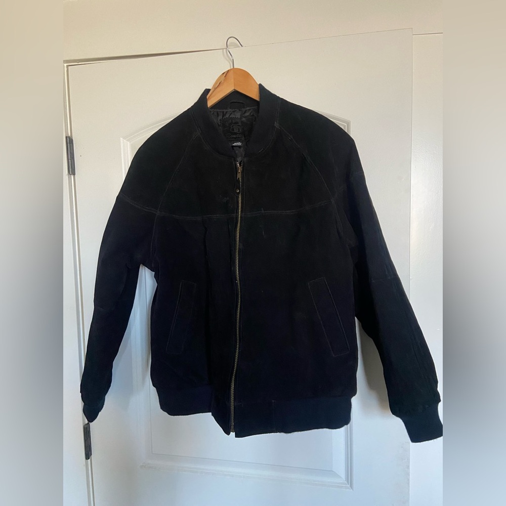 Route 66 Men's Classic Vintage Black Suede Bomber Jacket